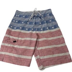 Valor Mens American Flag Board Shorts Size 30 Red White Blue Stars Swim